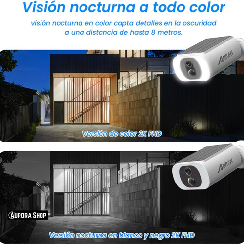 Camara Con Panel Solar De Seguridad Con Wifi Sin Cables 2k
