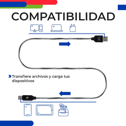 Cable De Carga Rápida Usb A Tipo C Slim Company De 92cm Para Transferencia De Datos Trenzado Color Negro
