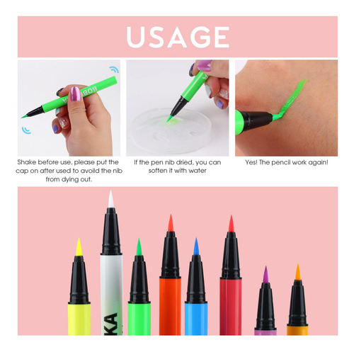 Bobisuka Lingtoolator Olors Uv Neon Liquid Eyeliner Set, Mat