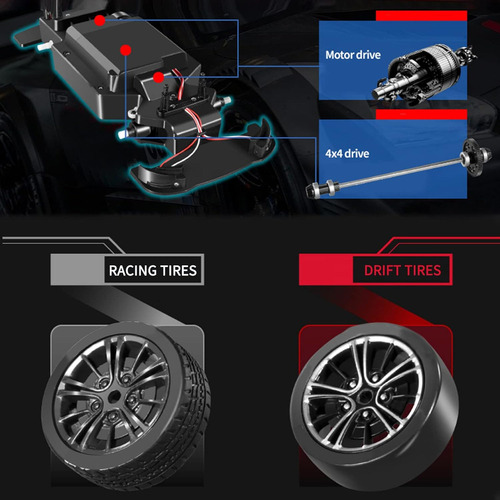 Profesional Coche Drift Rc 1/16 Luz Led Coche Control Remoto