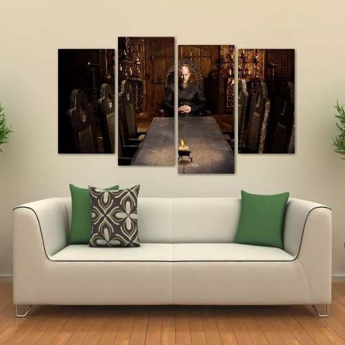 Quadro Decorativo Ragnar Lothbrok Vikings Em Tecido 4 Peças