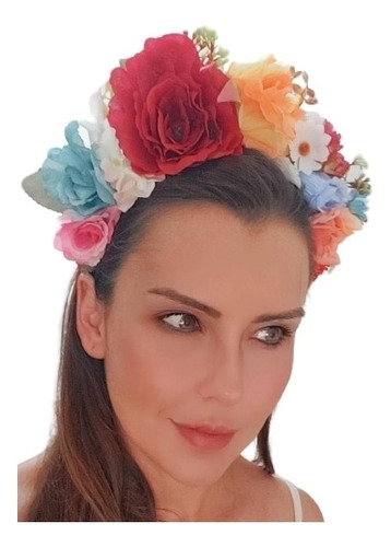 Tiara Frida Kaho Flores Grandes Coloridas Luxo
