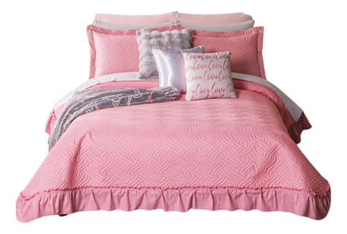 Colcha Neo Rosa Capitonada Matrimonial Concord