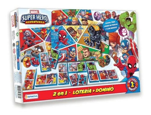 Juego De Mesa Lotería Y Domino 2 En 1 Super Hero Marvel