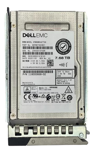 Ssd Dell 7.68tb Sas 12gb 2,5 Kpm5wrug7t68 Com Gaveta * Cor Cinza