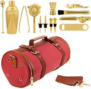 Kit De Bartending De Viaje Con Bolsa Enrollable De Lona Burd