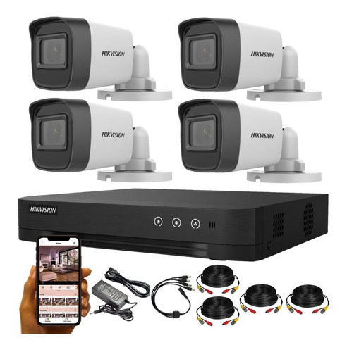 Kit Camaras Seguridad X4 Hikvision 2mp Full Hd Dvr 8 Ch 