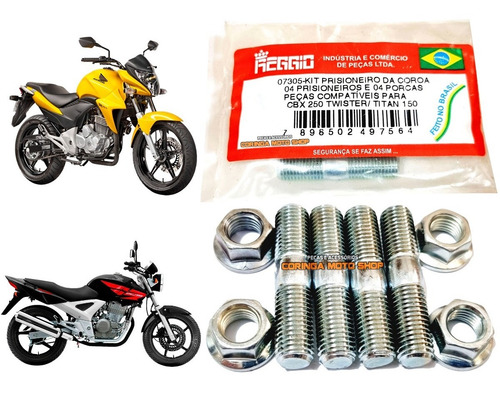 Prisioneiro Kit Parafuso Coroa Cbx 250 / Cb 300 Cg 150 Titan