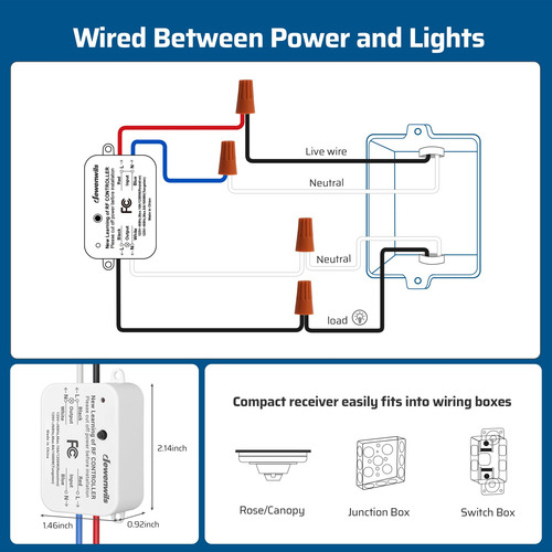 Kit De Interruptor De Luz Inalámbrico De 3 Vías Y Receptor,