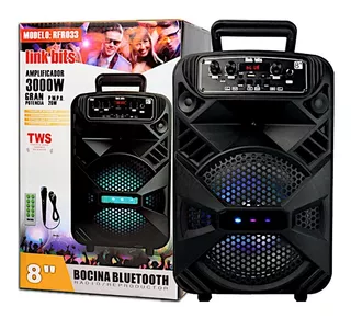 Bocina Grande Bluetooth Luces 8 PuLG Fm Amplificada 3000w