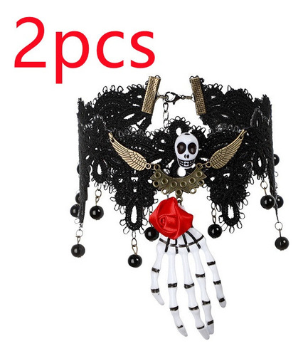 B 2 Pcs Collar Esqueleto Halloween Horror Fiesta Prom