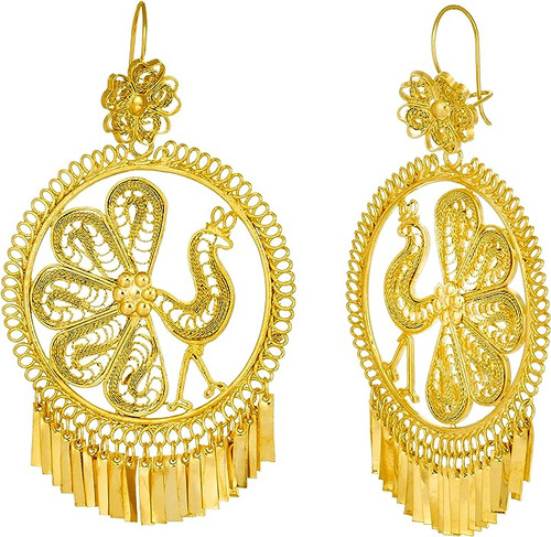 Folklorico Aretes Filigrana Tradicional Mexicana Dorado