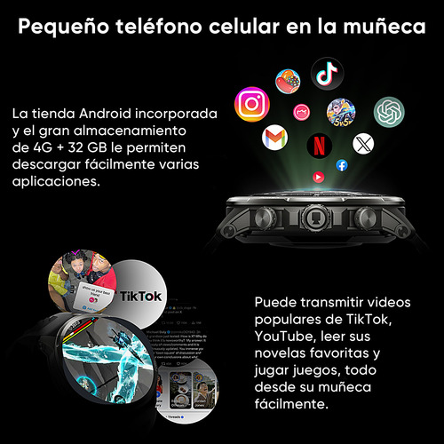 Black Shark 4g Lte Smartwatch Bs-w2409 Watch X Pro 1.75 Amoled, Sport Version, 180° rotating camera, Tienda de aplicaciones,Gps,Bluetooth, Water Resistant, 32gb Rom.