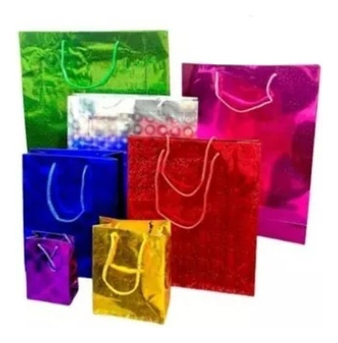 Bolsas De Regalo Color Hologramada 43,5x32,5 Metalizada 