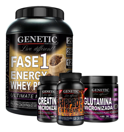 Masa Muscular Magra Fase 1 Creatina Ripped Glutamina Genetic