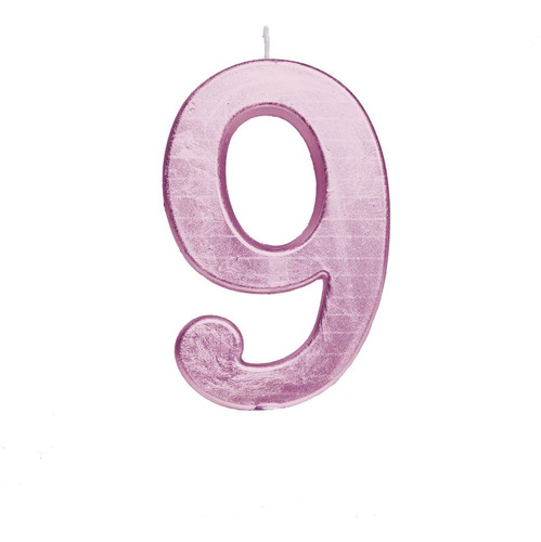 Número 9 - Vela Cromada Metalizada Rosa - Bolo E Aniversário