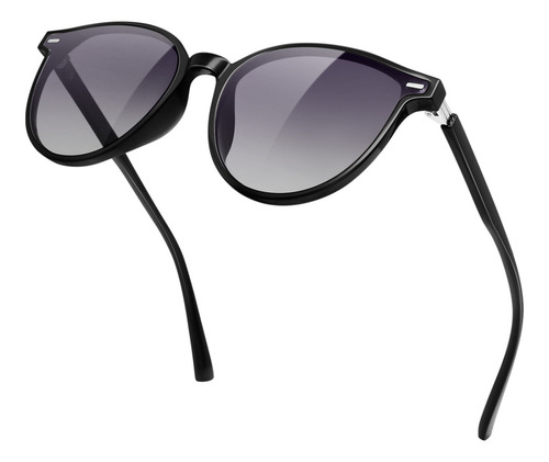 Lentes De Sol Hombre Mujer Moda Uv Clásicos Modernos Retros Color Negro Brillante / Gris Degradado