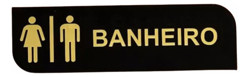 1 Placa Sinalização Banheiro Wc Acrílico Preto E Dourado 