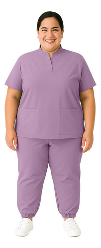 Pijama Quirurgica Antifluidos Dama Tallas Plus 5xl Lila Lisa 4xg