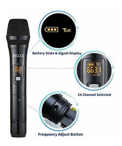 Uhf Cordless Dual Handheld Dynamic Mic System Set With Ft 1