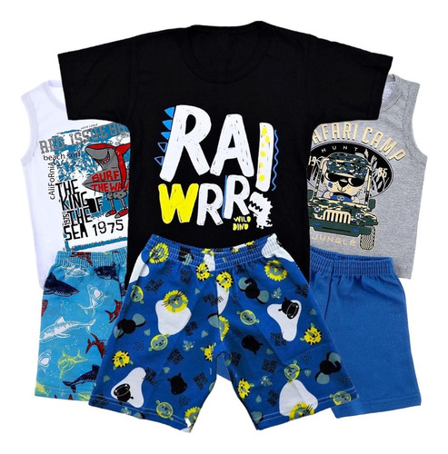 Kit Lote 3 Conjuntos Roupa Infantil Menino Masculino Atacado