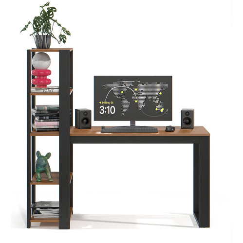 Mesa Escrivaninha Rofemar Moveis Para Trabalho E Escritório Com 5 Prateleiras Home Paris Cor Canela 1.21 m