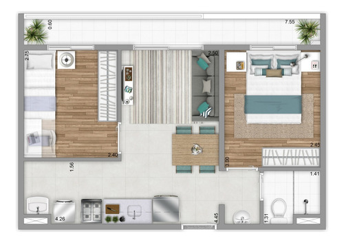 Apartamento Novo , 42m2 , 2 Dormts, 1 Vaga , Jd. Adriana