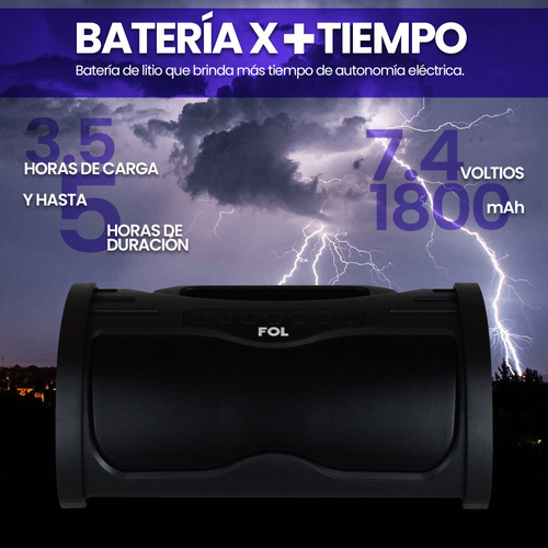 Bocina Portatil Fol Fs-r203 Bluetooth Recargable 9w X2