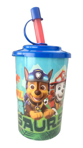 Vaso Infantil Paw Patrol Con Tapa Y Sorbete