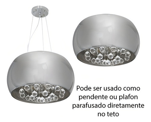 Pendente Cristal Bella Soho Cromado 40cm Pd002cr St586 110V/220V (Bivolt) Bella Iluminação SOHO PD002CR
