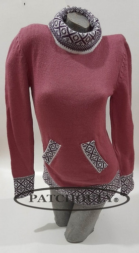 Imagen 3 de 3 de Sweater Pullover Lana Alpaca Llama Andino Talle S/m Tortuga