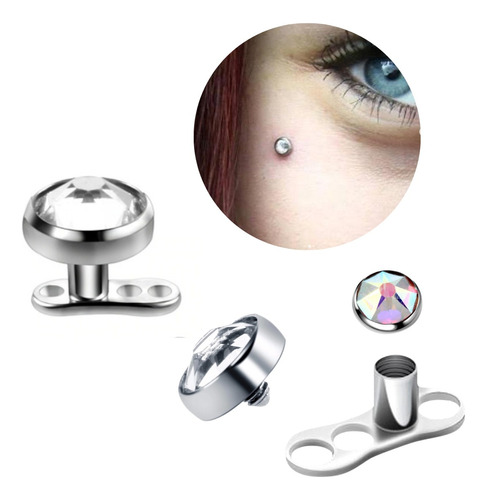  Piercing Microdermal Titânio Topo Cristal 