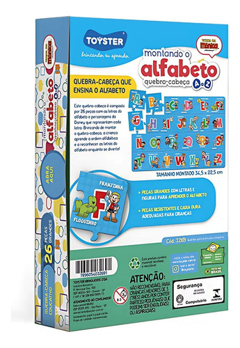 Quebra-cabeça Alfabeto Turma Da Mônica 26pçs 3269 - Toyster