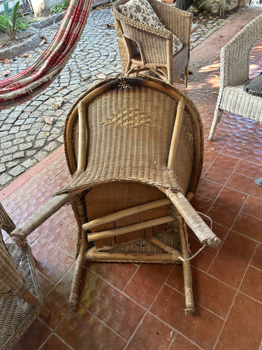 Lote De Tres Sillones Rattan Para Restaurar Precio X 3 Marrón Trenzado (Usado)