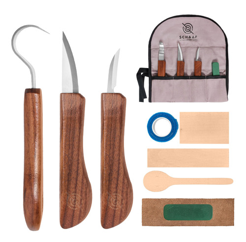 Kit 3 Cuchillos Para Tallado Madera + Bloques De Madera Tilo