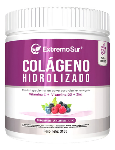 Colágeno Berries + Vit C + Vit D3 + Zinc, 310 Gramos