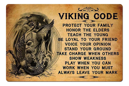 Letrero De Metal Vikingo, Cdigo Vikingo, Decoracin De Pared