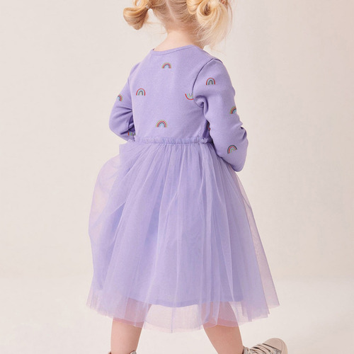 Vestido De Invierno Con Cuello Redondo Y Estampado De Color