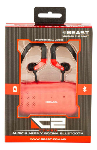 Combo De Auriculares Y Bocina Bluetooth Beast Ergónomico Naranja