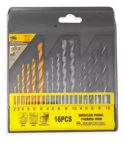 Brocas Mix 16pcs Madera Metal Fierro Concreto Para Taladro