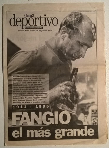 Clarin Deportivo (18/7/1995) Fangio El Mas Grande 1911-1995