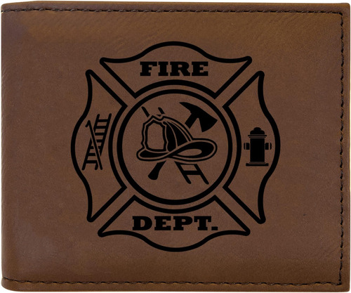 Rogue River Bombero Táctico Logo Cuero Bifold Wallet Rfid Él