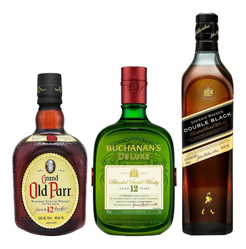 Whisky Buchanans Deluxe 12 Años + Old Parr + Johnnie Walker 