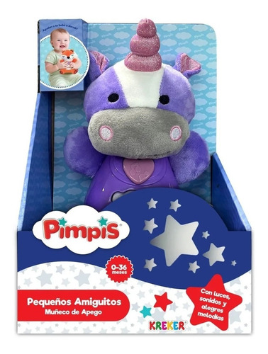 Imagen 1 de 5 de Peluche De Apego Con Luces Y Sonidos. Unicornio Kreker