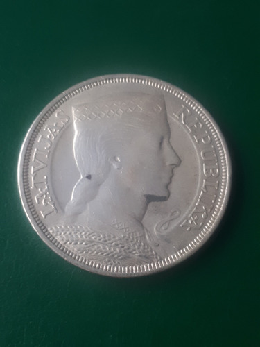 Moneda Letonia 1931 5 Lati Plata Estado Excelente 