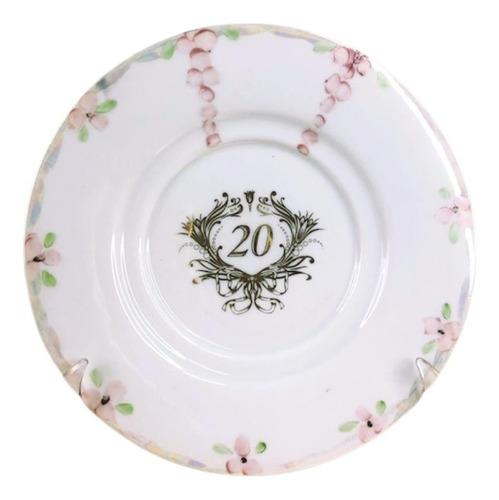 Prato Bodas D Porcelana 20 Anos Casamento - 2 Linha - 15,5cm