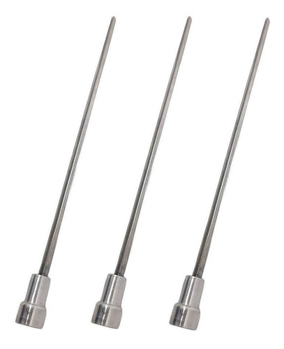 3x Espeto Mini Inox Lâmina 30cm Churrasco Coração Laurindos