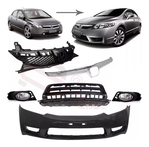 Kit Transformação Frente Honda Civic Para 2009 2010 2011