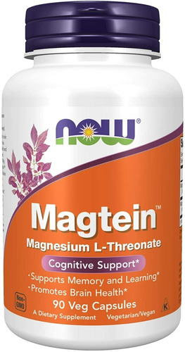 Magtein Magnesios Cerebrales 90 Capsulas Vegetales Now Foods