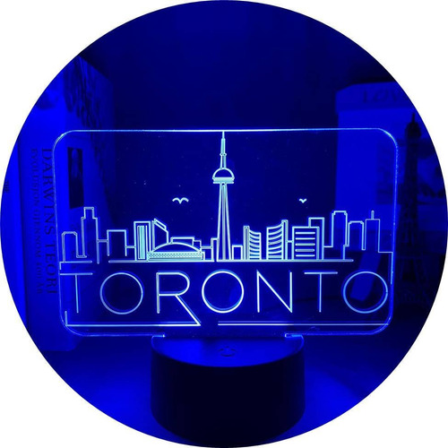 Lámpara Luz Led Acrílico Toronto Recuerdo Colección